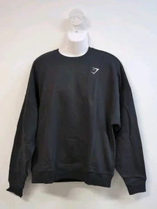 Gymshark Crest Crew Long Sleeve Oversized Fit Men's Sweatshirt XXL Black - Picture 1 of 5