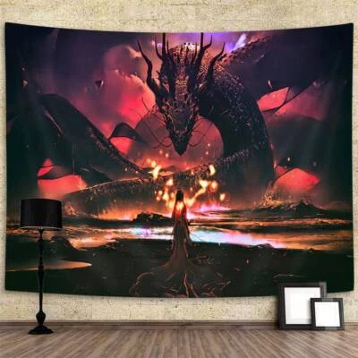 Carteles de arte de tela de anime dragón chino gótico colgante de pared tapiz extra grande Foto 1 de 4