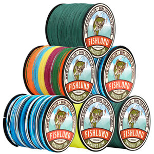 FISHLUND PE Braid Fishing Line 6 -300 Pounds Test 4 8 Strands Abrasion Resistant