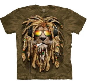 DJ Jahman Rasta León Auriculares para Fumar Gafas de Sol Verde Camiseta Montaña S-XL - Imagen 1 de 4