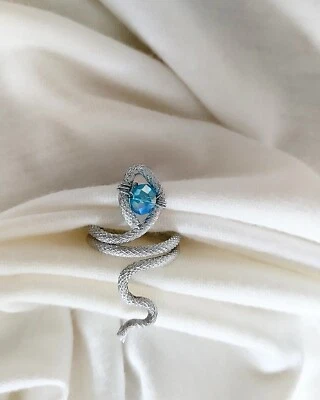 Anello donna Serpente  Wire alluminio colore argento  Snake ring  regolabile  - Immagine 1 di 4