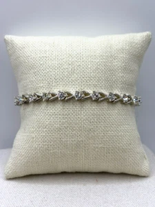 Vintage 2001 Avon Kristall Strass versilbert Tennis Armband 7 Zoll - Bild 1 von 19