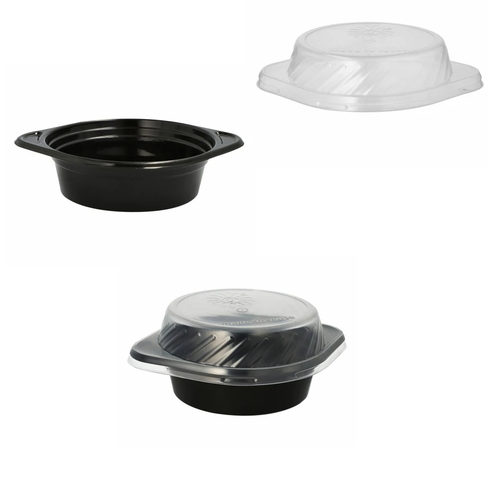 Mehrweg Suppenschalen Suppenterrinen mit Anfasser 500ml schwarz Deckel Auswahl - Bild 1 von 1