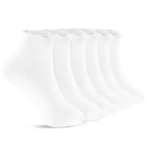 6 Pairs Ruffle Socks for Women GirlsCasual Cute Ankle Socks Breathable Knit C... - Picture 1 of 7