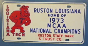 Vintage 1973 LOUISIANA TECH Bulldogs National Championship Licence Plate - Picture 1 of 2