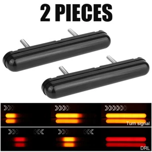 2x 5" Oval LED Truck Trailer Stop Turn Tail Brake Lights Flowing DRL Red/Amber - Picture 1 of 13
