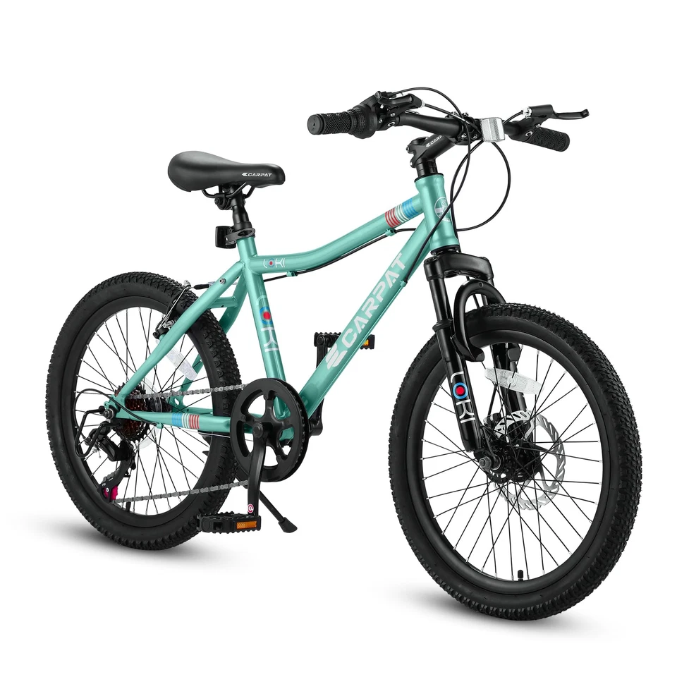 20 Inch Kids' Bike, Boys Girls Mountain Bike Ages 8-12, 7 Speed Teenager Green - Image 1 of 4