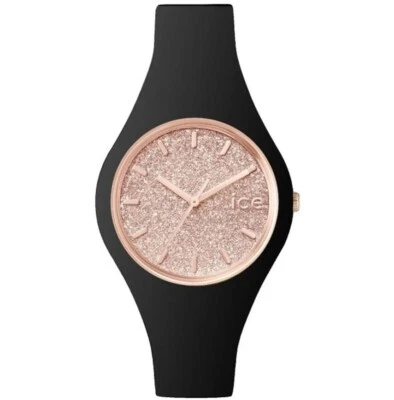 Ice Watch Rose Gold Glitter Dial Black Silicone Strap – 001346 - Image 1 of 4