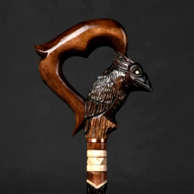 Elegante bastón negro para caminar de cuervo mango de cuervo de diseñador para hombres y mujeres estilo stic Foto 1 de 4