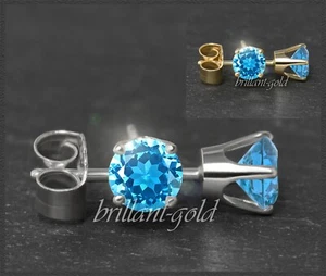Ohrstecker in 585 Gold, aquamarin-blaue Topase 4, 5, 6, 7 mm, Gelbgold, Weißgold - Bild 1 von 16