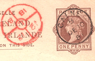 Tarjeta GB Wilts QV CORREO MARÍTIMO MAL PAGADO *Calne* 1881 TRANSATLANTIC Canadá YB171 Foto 1 de 4