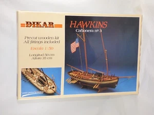 Vintage DIKAR 1:50 Wooden Boat Model Kit Hawkins Gunboat Canonera No. 3 - SEALED - Picture 1 of 6
