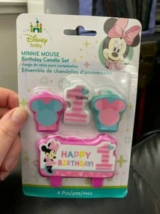Minnie Mouse MINI Birthday CANDLE SET 4pc ~ Birthday Party Supplies Cake topper - Picture 1 of 2