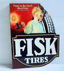 FISK TIRES With Boy Holding Candle Flange Sign Gas Oil  auto   Modern retro