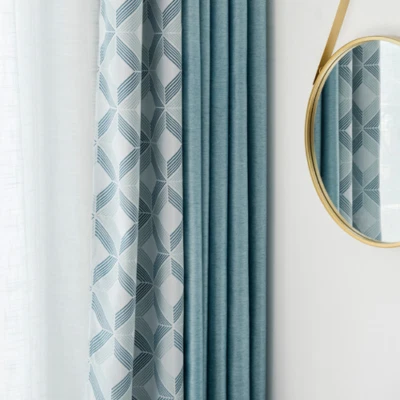 Nordic Curtains Room Luxury Modern Cotton Linen Stitching Window Curtain Decor - Image 1 of 4