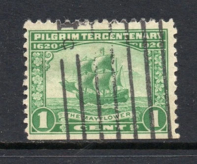 Scott # 548, used, F, 1¢ Pilgrim Tercentenary, 1920, Machine Cancel, No Faults! - Image 1 of 2