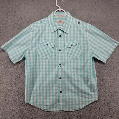 CAVI Shirt Men's Large Button Up Plaid Blue White Pocket Casual Pockets - Image 1 of 4