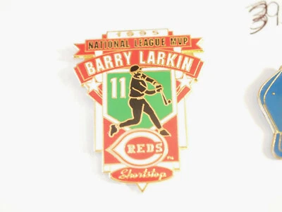Barry Larkin Red Socks Lapel Pin  National League Shortstop MVP Baseball Player  - Image 1 of 3