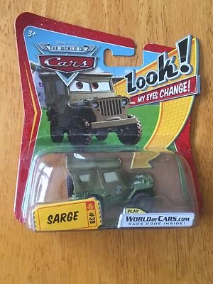 Disney Pixar World of Cars #30 Sarge ¡MIRA mis ojos cambiar vehículo de juguete fundido a presión! Foto 1 de 2