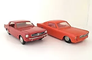 2 Vintage 1965 Plastic Ford Mustang Toy Cars, Processed Plastics & 1 Unk. Brand - Picture 1 of 8