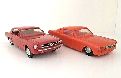 2 Vintage 1965 Plastic Ford Mustang Toy Cars, Processed Plastics & 1 Unk. Brand - Image 1 of 4
