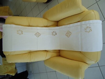 BANDE TISSU COTON BRODERIE LINGE ANCIEN FILET - Photo 1/4