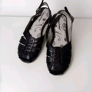Baretraps Strappy Black Leather Sandals Size 6.5  - Picture 1 of 6