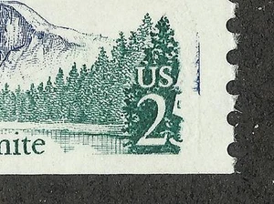 US # 2280 (1988) 25c, MNH, Yosemite, EFO: 5 cent of 25 cent gone & Red in Blue - Picture 1 of 4