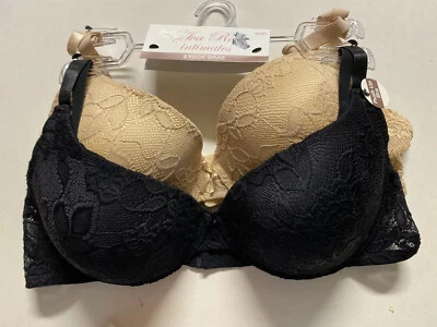 NWT Ava Rose LACE UNDERWIRE Full Figure BRA beige Black 42D Push up-LOT OF 2-$36 - Image 1 of 4