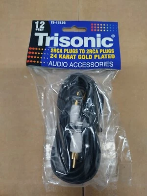 Trisonic 12 Ft. Gold Plated 2 RCA Male Plugs to 2 RCA Male Plugs Extension Cable - Image 1 of 4