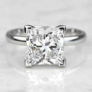 3Ct Princess Cut IGI E VS1 Lab Grown Diamond Wedding Ring Solid 14k White Gold - Picture 1 of 9