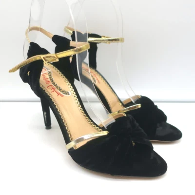 Sandalias Charlotte Olympia Broadway Terciopelo Anudado Negras Talla 37.5 Punta Abierta Tacones Foto 1 de 4
