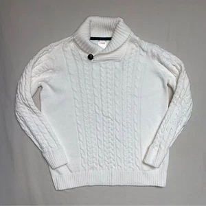 Gymboree White Holiday Boy’s 7 Sweater Knit Cowl Neck Preppy Cardigan Photos - Picture 1 of 5