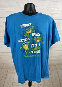 Earth Day Reduce Reuse Recycle Shirt Adult XL Blue Short Sleeve Pre Owned - Picture 1 of 5