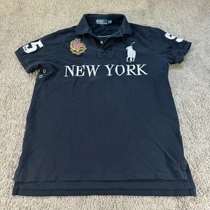 Camisa Polo Ralph Lauren De Colección Hombres L Negra Nueva York Big Pony Crest #5 Estilo Rugby - Imagen 1 de 14