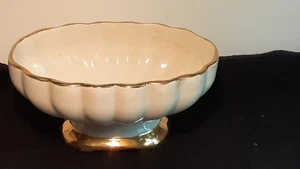 Shafer 23 K. Gold Kunstkeramik Sockel Übertopf Schale Vintage Weißgoldrand 4"x7" - Bild 1 von 11