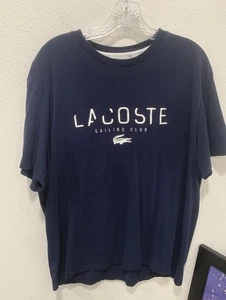 Lacoste Sailing Club Cotton T Shirt Size 7 XXL Navy Blue Graphic Crocodile Rare - Picture 1 of 12