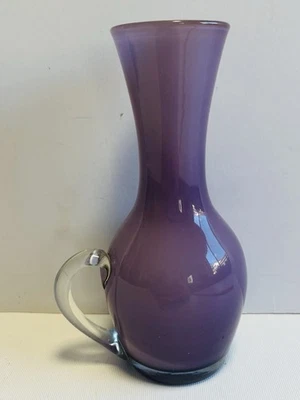PURPLE Murano Style Glass Jug With Handle Vase Made In Japan Vintage 17cm Retro - image 1 of 4