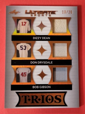 Dizzy Dean GAME USE JERSEY CARD #10/20 DON DRYSDALE Bob Gibson DODGERS CARDINALS - Image 1 of 2