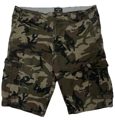 Pantalones Cortos Carga Bolsillo Quiksilver Verde Ejército Camuflaje Militar Patinador Para Hombre Talla 33” Foto 1 de 4