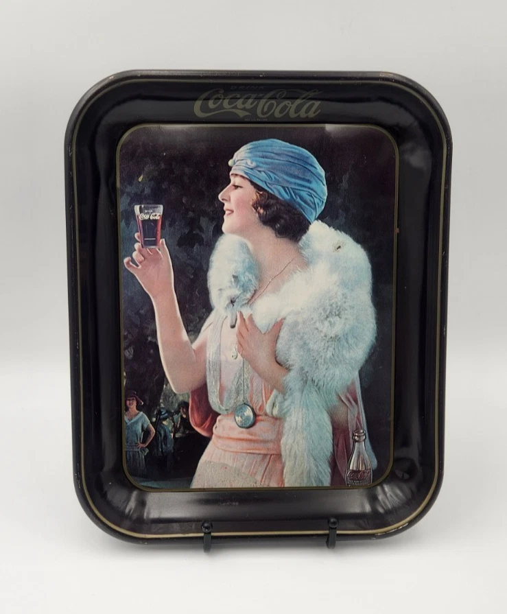 Vintage Coca Cola Tray 1973 Flapper Girl 1925 Ad Metal Serving Platter - Image 1 of 4