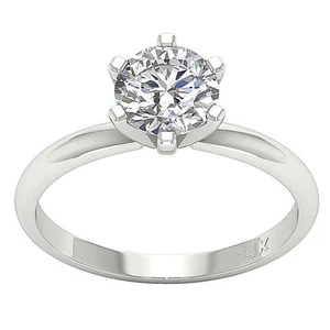 VS F 1.50 Ct Lab Grown Diamond Solitaire 6 Prong Set Wedding Ring 14K Solid Gold - Picture 1 of 7