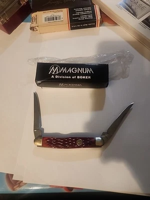 FACA DE BOLSO BOKER MAGNUM SC109 OSSO VERMELHO BONSAI TREE 2 lâminas  - Imagem 1 de 4