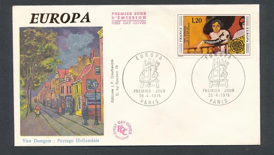 D440881 France Silk Cachet FDC Europa CEPT 1975 Paintings - Image 1 of 1