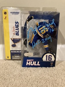 Brett Hull NHL St. Louis Blues Signed Series 9 Mcfarlane Blue Jersey COA Beckett - Picture 1 of 7