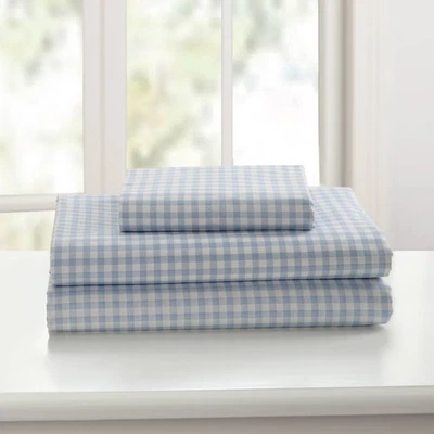 Laurel & Mayfair Full Gingham Print Sheet Set Blue