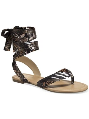 THALIA SODI Mujer Marrón Safari Slingback Joleyn Tacón Bloque Tanga Sandalias 7 M Foto 1 de 4