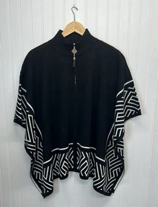 Poncho Ann Klein in maglia full zip grafica nuovo con etichetta taglia S - Foto 1 di 7
