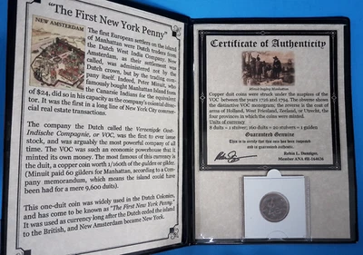 First New York Penny 1790 in Commemorative Booklet with COA - Image 1 of 4