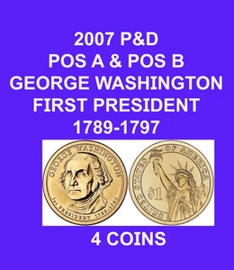 2007 P&D POS A&B George Washington Presidential Dollar Coins (4 Coins) - Picture 1 of 1